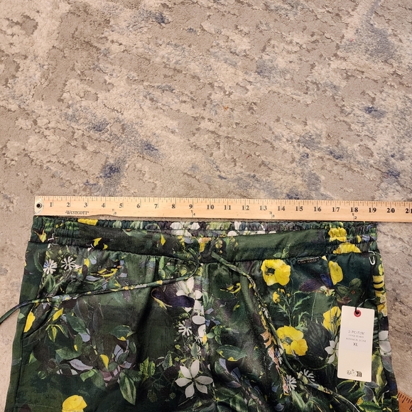 NWT Ted Baker Satin 2 Piece Pajama Set Boxy Green Botanical Birds Size XL - Picture 11 of 16